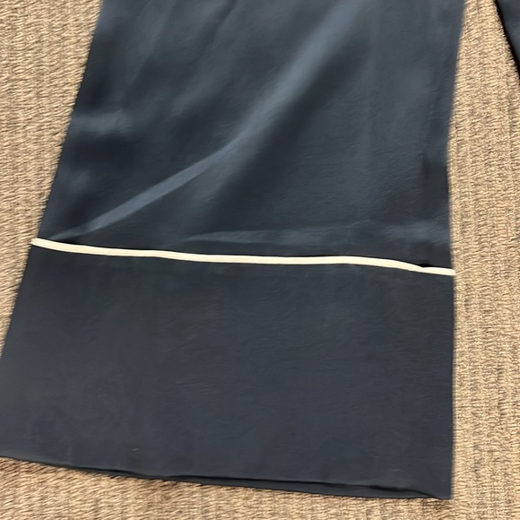 MONSE navy poly blend silky wide leg cropped pajama style pant. - Picture 2 of 6